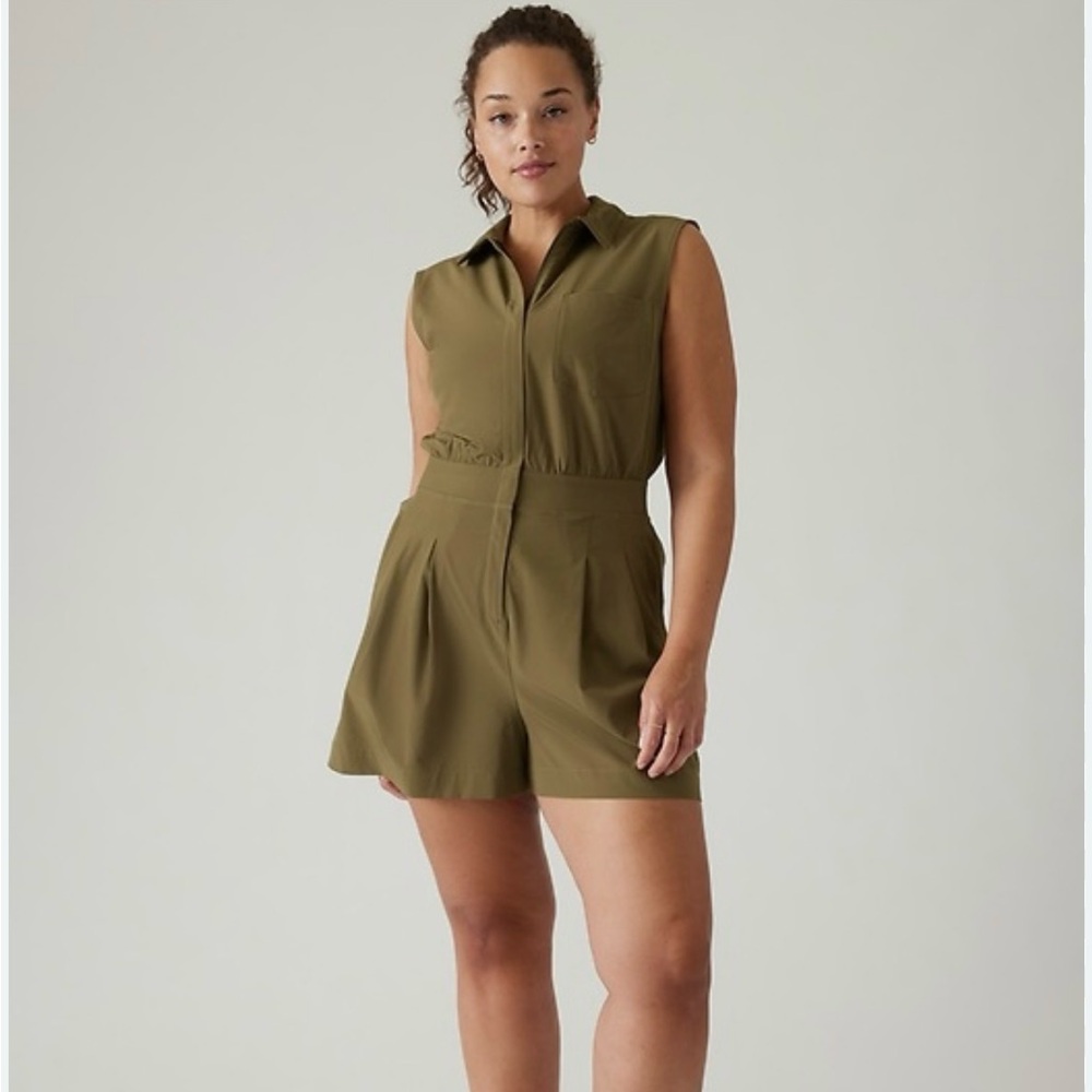 Athleta Brooklyn Utility Romper Olive Green Medium